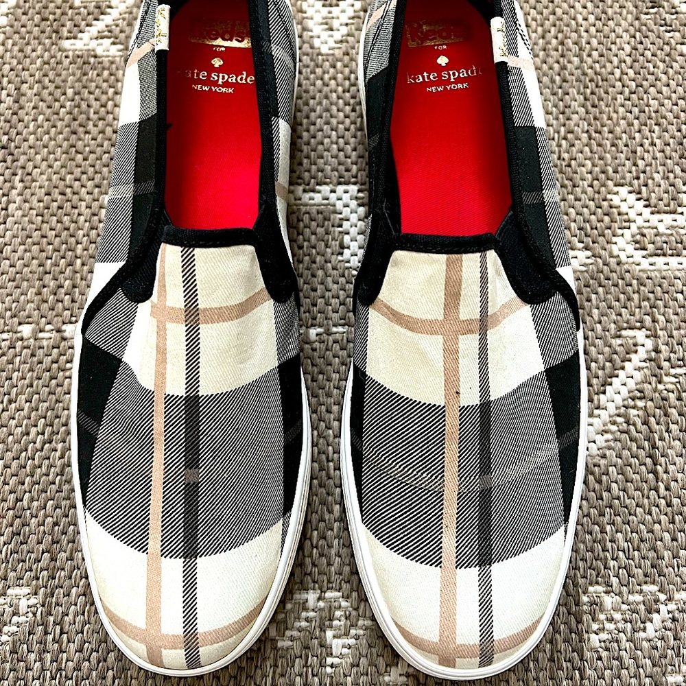 Kate Spade for Keds Womens plaid slip on sneakers, Woman’s size 10